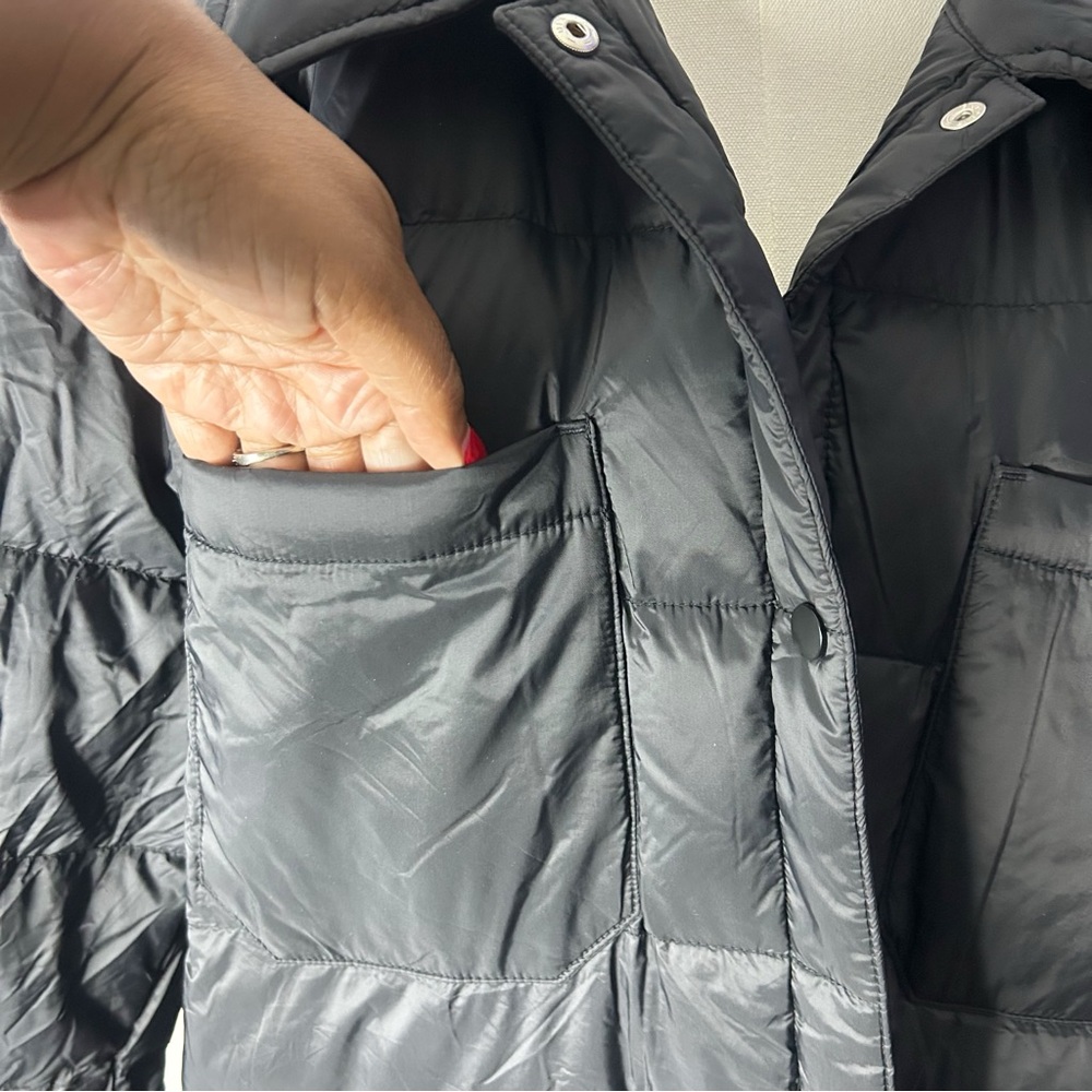 J JILL DOWN QUILTED LIGHTWEIGHT MID LENGTH BLACK PUFFER COAT (size 2X) - Picture 3 of 9